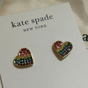Kate Spade Rainbow Pave Heart Stud Earrings